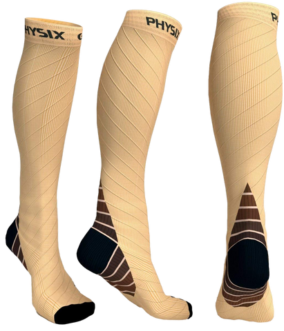 Compression Socks - Stylish and Supportive Legwear for Enhanced Comfort - NUDE / BEIGE Color - 2XL Size