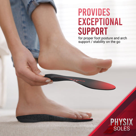 Orthotic Insoles - Supportive and Comfortable Shoe Inserts for Improved Foot Health - RED / BLACK Color - M Size