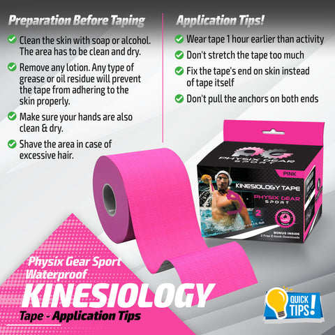 Kinesiology Tape - 16ft Uncut Roll - Flexible and Supportive Athletic Tape for Enhanced Performance - PINK (2 PACK) Color -  Size