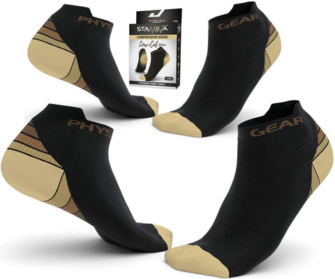 Low Cut Compression Socks - Supportive and Stylish Footwear for Enhanced Comfort - BLACK / BROWN Color - S/M Size