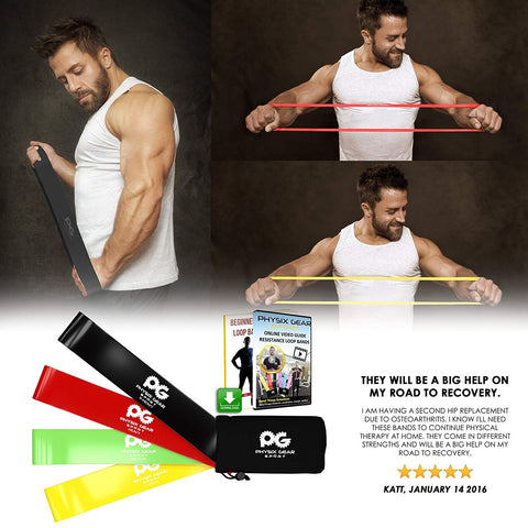 Loop Resistance Bands - Versatile Exercise Bands for Strength Training and Flexibility - (Set of 4) - (Yellow + Red + Black + Green) Color - 12in x 2in Size