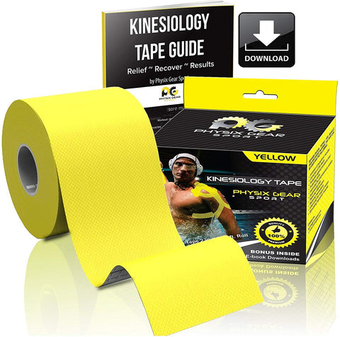 Kinesiology Tape - 16ft Uncut Roll - Flexible and Supportive Athletic Tape for Enhanced Performance - YELLOW (1 PACK) Color -  Size