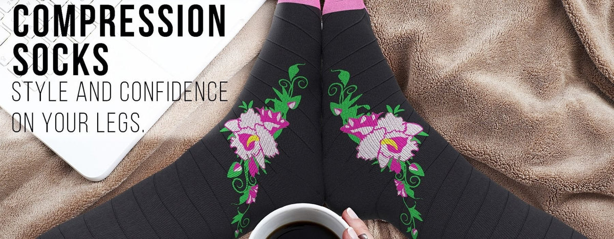 Physix Gear Sport | Flower & Floral Compression Socks