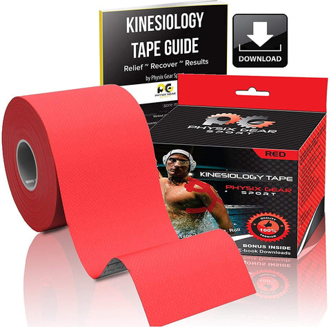 Kinesiology Tape - 16ft Uncut Roll - Flexible and Supportive Athletic Tape for Enhanced Performance - RED (1 PACK) Color -  Size