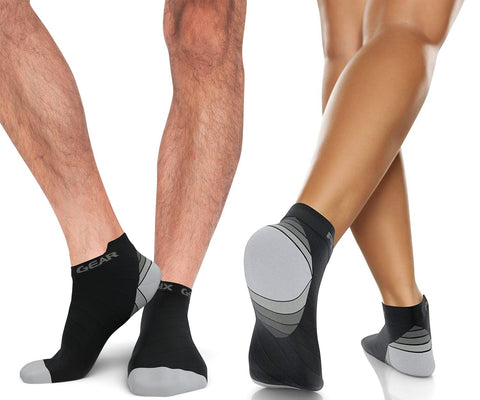 Low Cut Compression Socks - Supportive and Stylish Footwear for Enhanced Comfort - BLACK / GREY Color - S/M Size