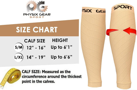 Calf Compression Sleeves - Supportive Legwear for Improved Circulation and Recovery - NUDE BEIGE Color - L/XL Size