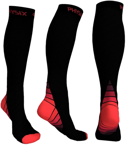 Compression Socks - Stylish and Supportive Legwear for Enhanced Comfort - BLACK / RED Color - 2XL Size