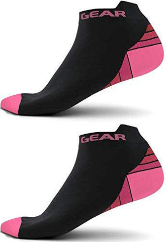 Low Cut Compression Socks - Supportive and Stylish Footwear for Enhanced Comfort - BLACK / PINK Color - S/M Size