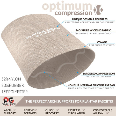 Arch Support Compression Sleeves - Comfortable and Supportive Footwear Accessory - BEIGE Color - XL Size