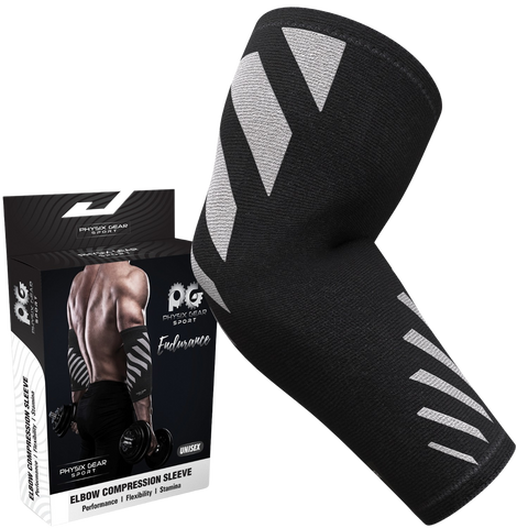 Elbow Compression Sleeves - Supportive Armwear for Enhanced Performance and Comfort - GREY / BLACK Color - XL Size