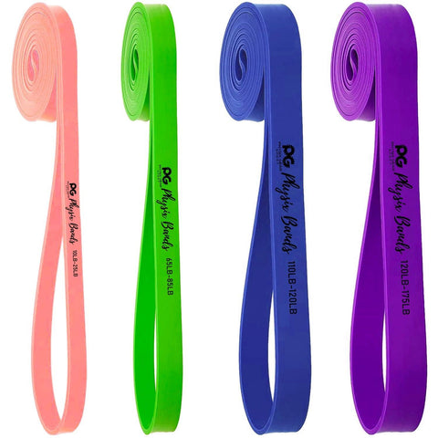 Pullup Resistance Bands - Versatile Workout Accessories for Strength Training - Pink Green Blue Purple (4 Bands) Color - 82 inches (208 cm) Size