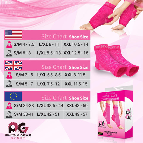 Plantar Fasciitis Socks - Supportive and Comfortable Footwear for Pain Relief - PINK (1 PAIR) Color - L/XL Size