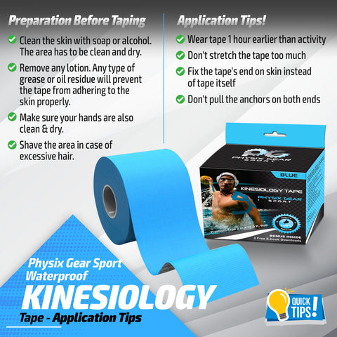 Kinesiology Tape - 16ft Uncut Roll - Flexible and Supportive Athletic Tape for Enhanced Performance - BLUE (2 PACK) Color -  Size