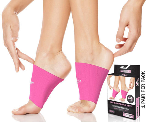 Arch Support Compression Sleeves - Comfortable and Supportive Footwear Accessory - PINK Color - XL Size