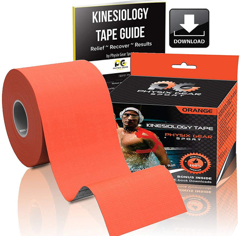 Kinesiology Tape - 16ft Uncut Roll - Flexible and Supportive Athletic Tape for Enhanced Performance - ORANGE (1 PACK) Color -  Size