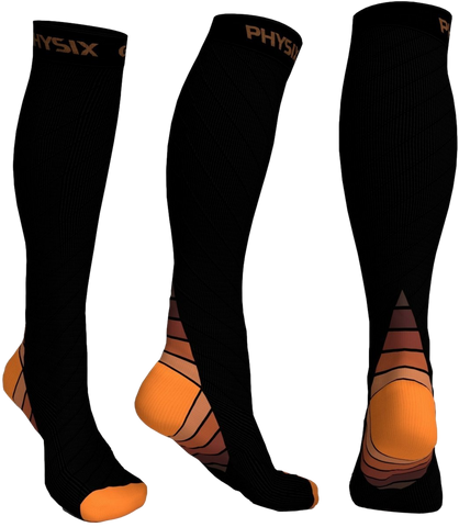 Compression Socks - Stylish and Supportive Legwear for Enhanced Comfort - BLACK / ORANGE Color - 2XL Size