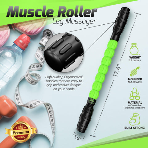 Muscle Roller Sticks - Versatile Tools for Muscle Relief and Recovery - Green Color -  Size