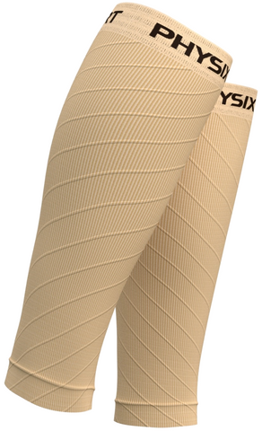 Calf Compression Sleeves - Supportive Legwear for Improved Circulation and Recovery - NUDE BEIGE Color - L/XL Size