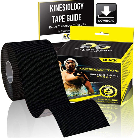 Kinesiology Tape - 16ft Uncut Roll - Flexible and Supportive Athletic Tape for Enhanced Performance - BLACK (1 PACK) Color -  Size