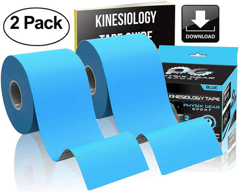 Kinesiology Tape - 16ft Uncut Roll - Flexible and Supportive Athletic Tape for Enhanced Performance - BLUE (2 PACK) Color -  Size