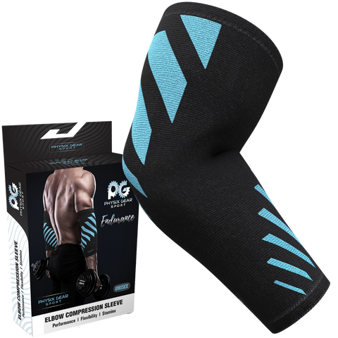 Elbow Compression Sleeves - Supportive Armwear for Enhanced Performance and Comfort - BLUE / BLACK Color - XL Size