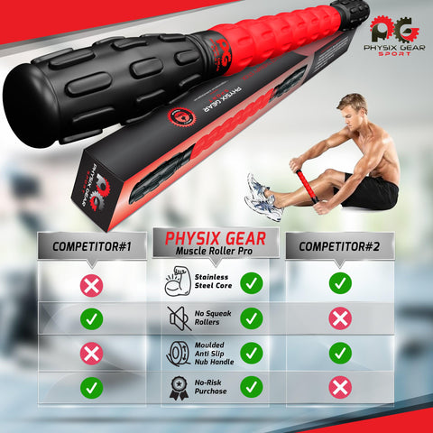 Muscle Roller Sticks - Versatile Tools for Muscle Relief and Recovery - Red Color -  Size