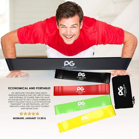 Loop Resistance Bands - Versatile Exercise Bands for Strength Training and Flexibility - (Set of 4) - (Yellow + Red + Black + Green) Color - 12in x 2in Size
