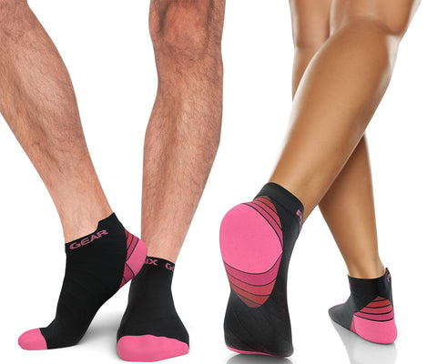 Low Cut Compression Socks - Supportive and Stylish Footwear for Enhanced Comfort - BLACK / PINK Color - S/M Size