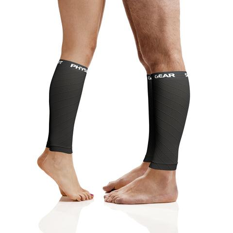 Calf Compression Sleeves - Supportive Legwear for Improved Circulation and Recovery - ALL BLACK Color - L/XL Size