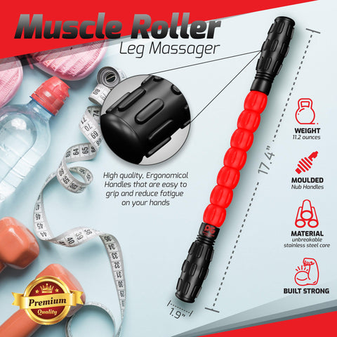 Muscle Roller Sticks - Versatile Tools for Muscle Relief and Recovery - Red Color -  Size