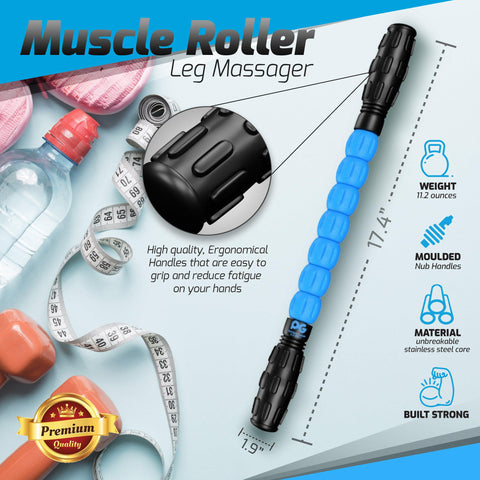 Muscle Roller Sticks - Versatile Tools for Muscle Relief and Recovery - Blue Color -  Size