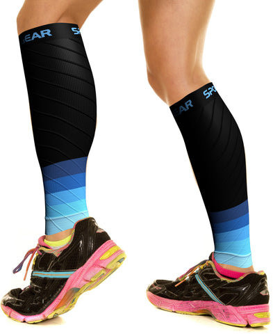 Calf Compression Sleeves - Supportive Legwear for Improved Circulation and Recovery - BLACK / BLUE Color - L/XL Size