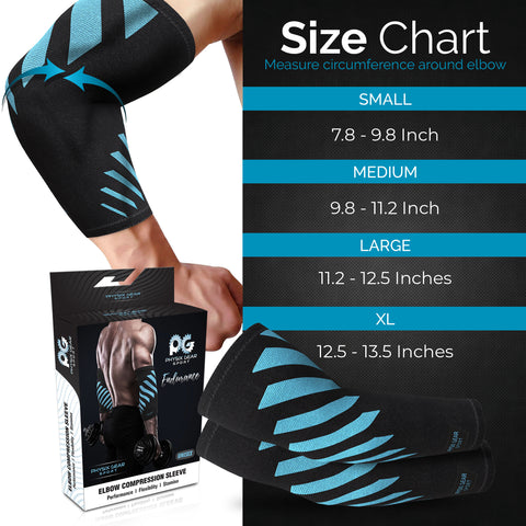 Elbow Compression Sleeves - Supportive Armwear for Enhanced Performance and Comfort - BLUE / BLACK Color - XL Size