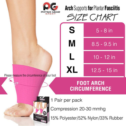 Arch Support Compression Sleeves - Comfortable and Supportive Footwear Accessory - PINK Color - XL Size