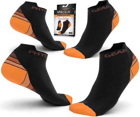 Low Cut Compression Socks - Supportive and Stylish Footwear for Enhanced Comfort - BLACK / ORANGE Color - S/M Size
