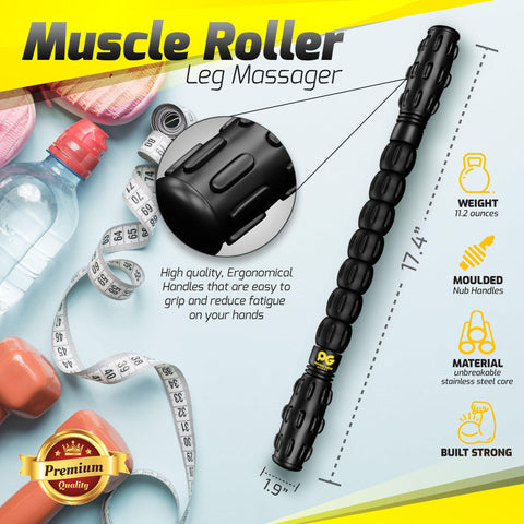 Muscle Roller Sticks - Versatile Tools for Muscle Relief and Recovery - Black Color -  Size