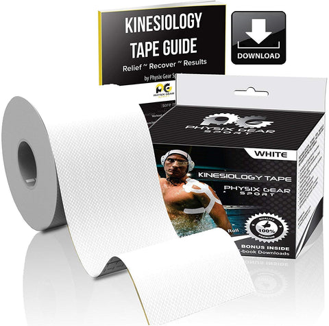 Kinesiology Tape - 16ft Uncut Roll - Flexible and Supportive Athletic Tape for Enhanced Performance - WHITE (1 PACK) Color -  Size